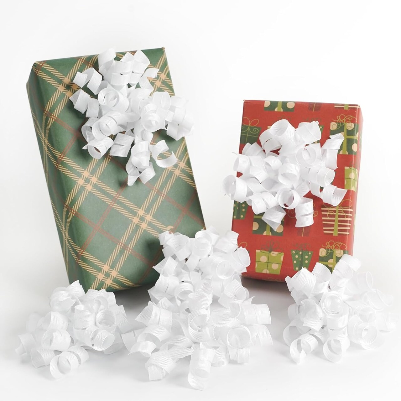 White Bows for Gift Wrapping, White Curly Ribbon Bows Self Adhesive Burst Gift Bow for Christmas Presents, Wine Bottle, Treat Bags, Bridal Shower Wedding Party Favor - 6 Counts